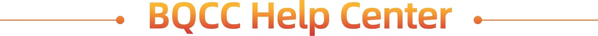 BQCC Help Center banner with orange gradient text and side decorative lines.
