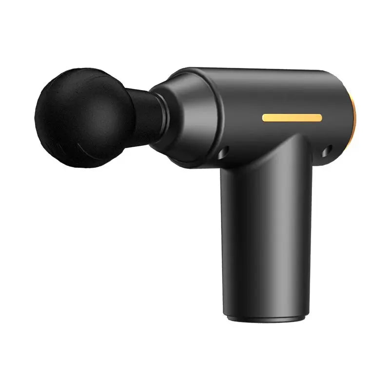 Portable mini muscle massage gun by Simples Market, black cordless handheld massager with ball head
