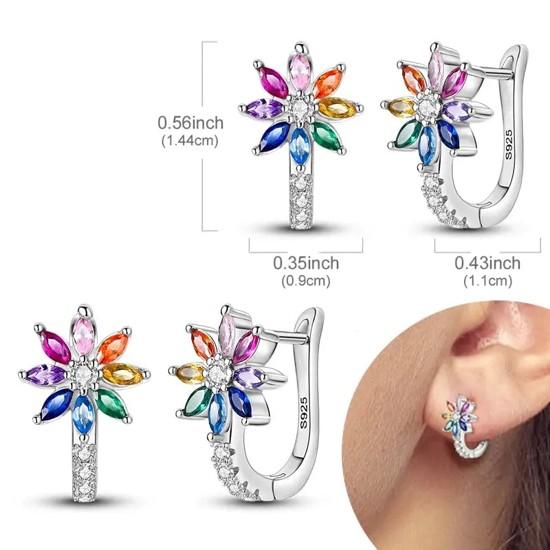 925 Sterling Silver Hoop Earrings Hypoallergenic Zirconia Hoops For Women Girls High Quality Fashion Jewelry