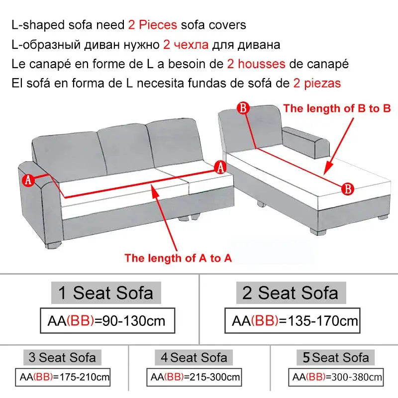 Elastic jacquard sofa cover for L-shaped corner sofa; 2-piece stretch slipcover by Simples Market