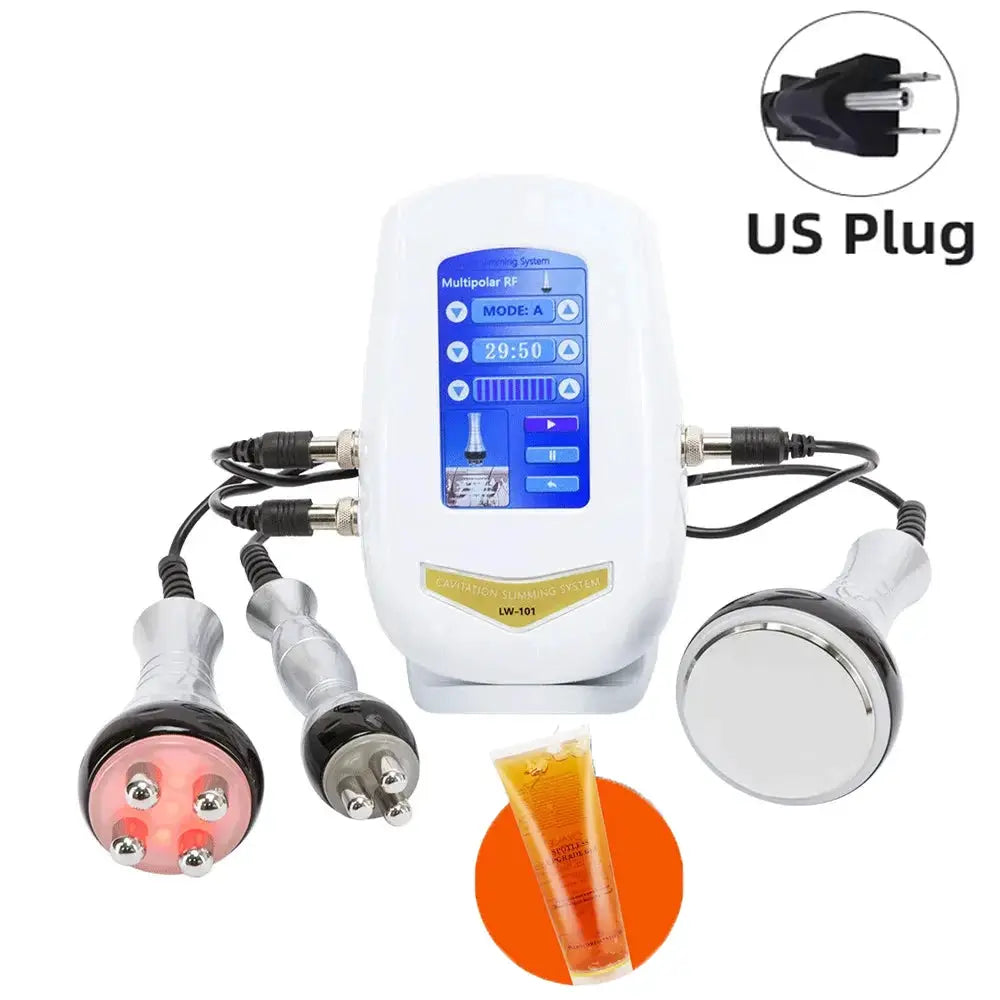 Simples Market white 3-in-1 cavitation body slimming device with facial massager and vacuum suction