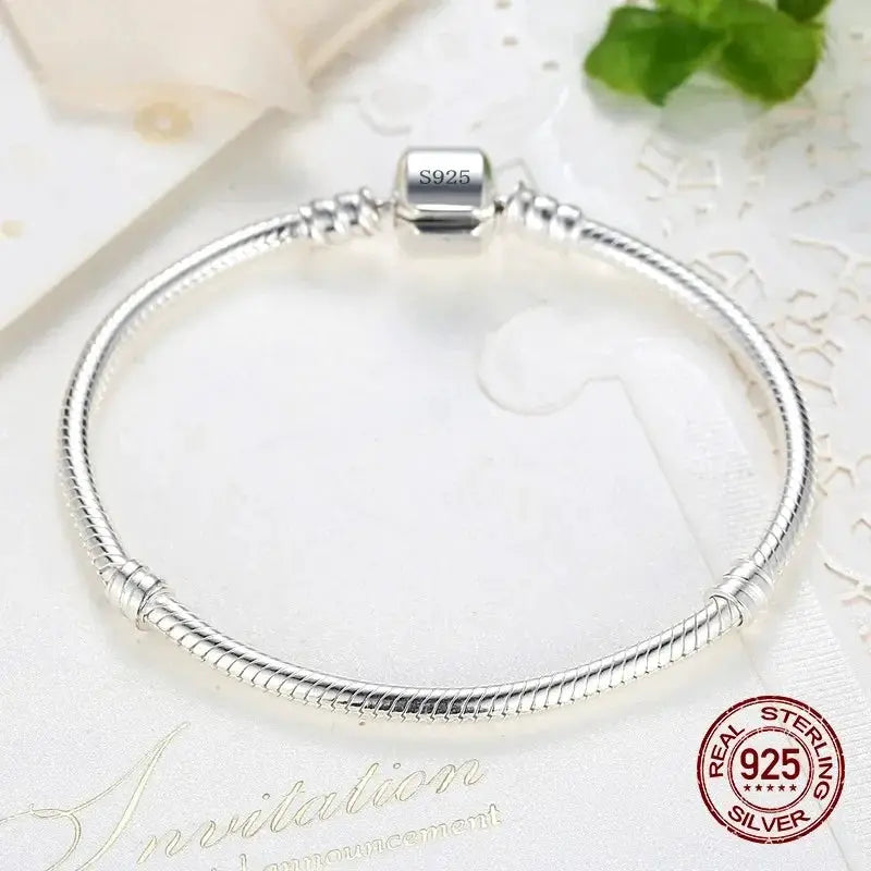 Handmade 925 Silver Charm Bracelet For Women Fine Jewelry Snake Bone Design Premium Accessory