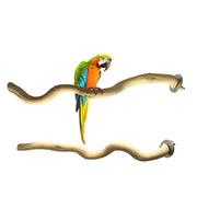 Parrot wood branch perch for bird cages; natural wood, double curved hanging swing, Simples Market.