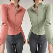 Sun Quick Drying Womens Sports Coat Slim Fit Yoga Jacket With Full Length Zipper For Running And Fitness