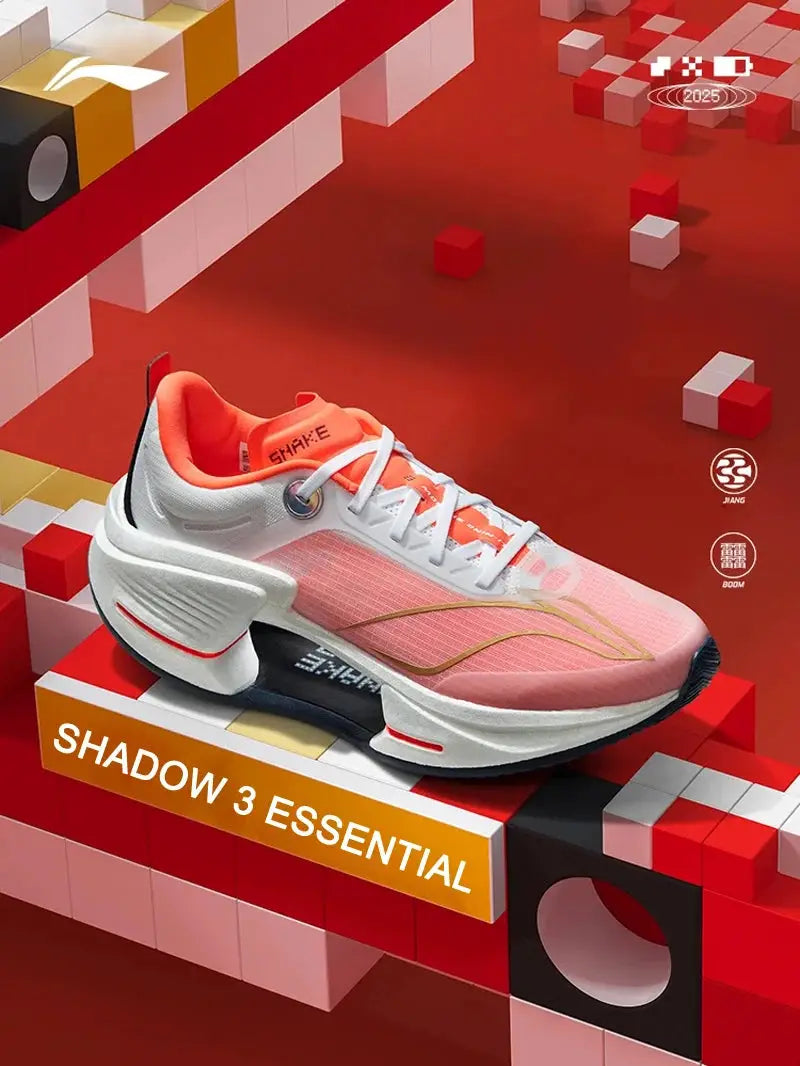Li-Ning Shadow 3 Essential men's running shoes, peach-pink upper with white laces and orange interior