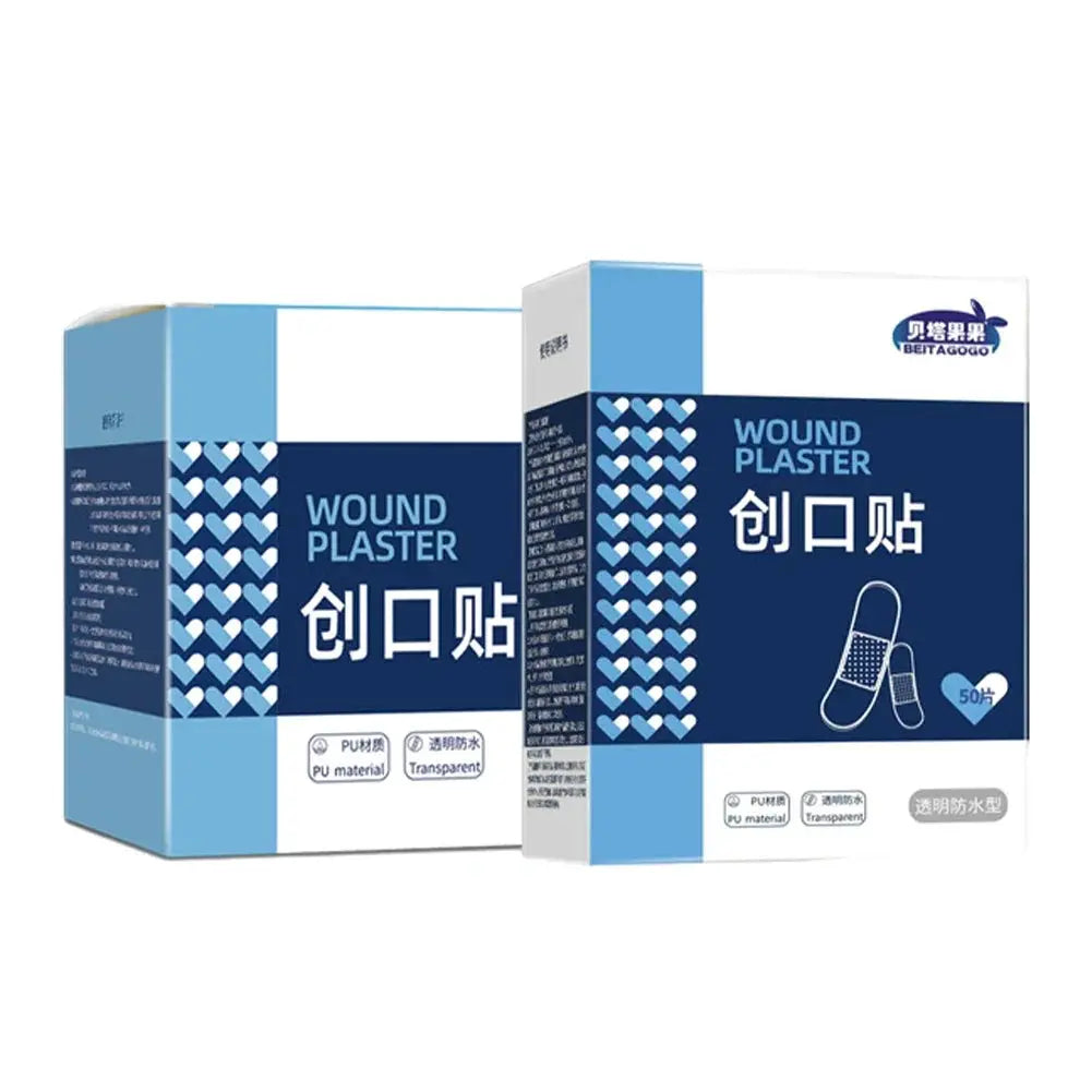 Simples Market wound plaster pack, waterproof transparent adhesive bandages, 50 pcs, blue/white packaging
