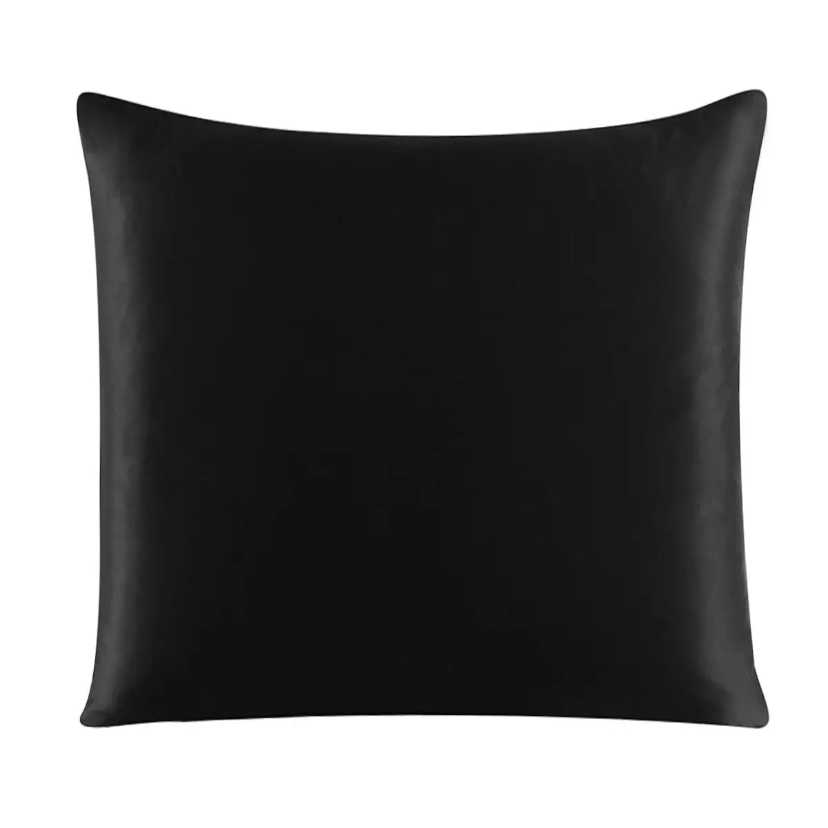 Black 100% silk pillowcase with zipper, square cushion cover