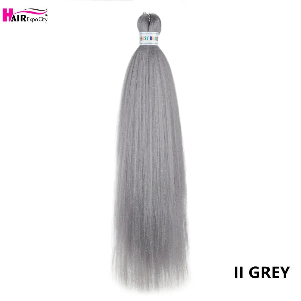 Easy Braids 26in synthetic jumbo braids extensions in grey ombre, pre-stretched, Simples Market