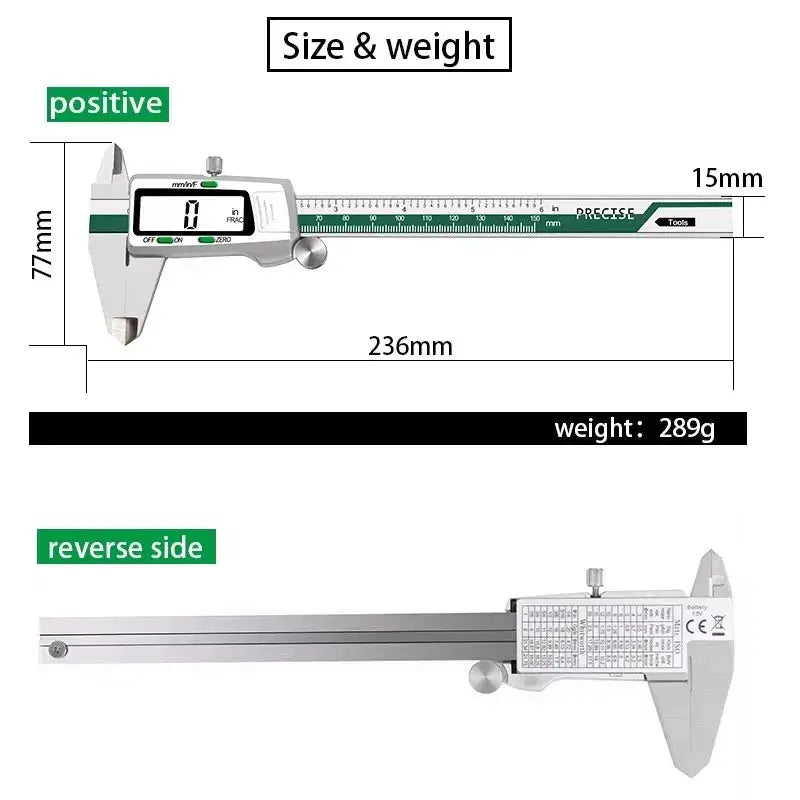 ET50 150mm Stainless Steel Digital Caliper 6 Inch High Precision 0.01mm Fractional Inch Woodworking Thickness Gauge