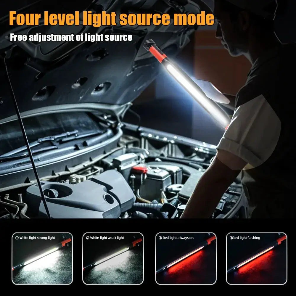 Rechargeable LED Magnetic Work Light Underhood Lamp With Hooks Rotating Magnetic Base For Car Repair And Emergency