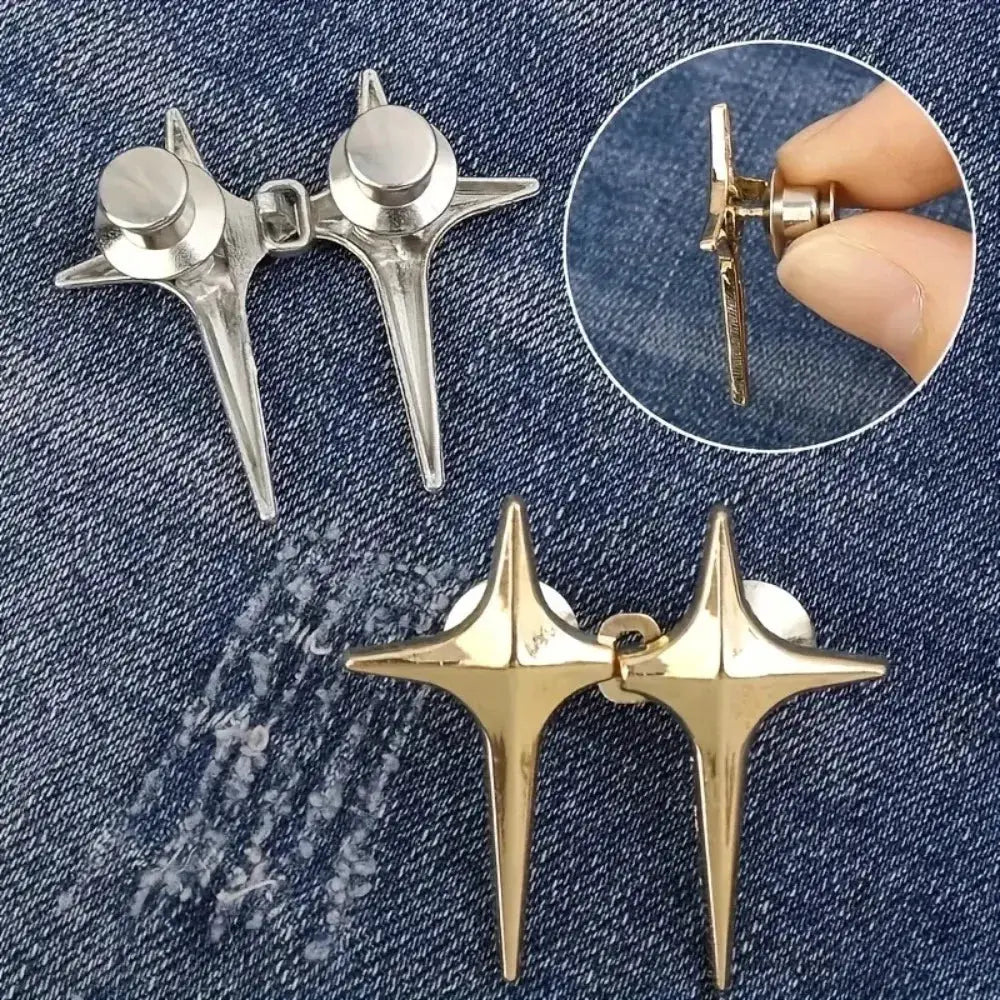 StarWear Star Shaped Waist Buckle Decorative Detachable Buttons No Sew Waist Adjustment Quick Easy Fit Zinc Alloy