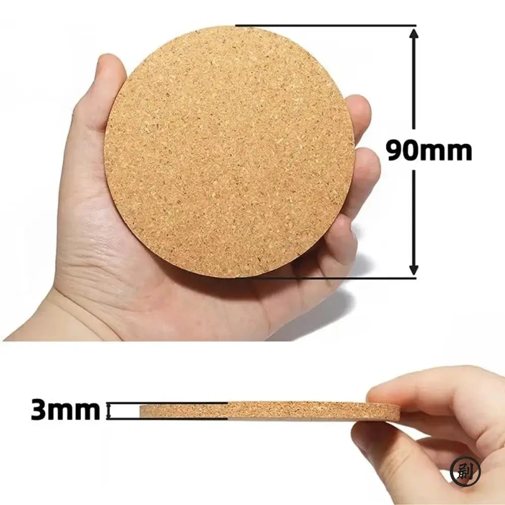 10 Pcs Natural Round Wooden Coaster Set With Cork Backing Non Slip Tea Coffee Cup Mats For Table Decor