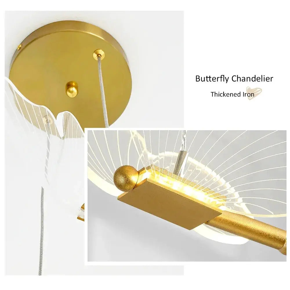 Simples Market LED modern butterfly pendant light with gold iron hardware and butterfly wing design