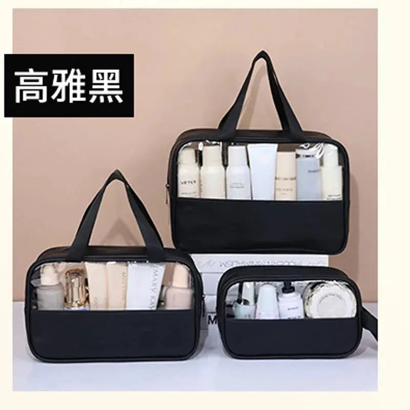 VoyageGlow Transparent Cosmetic Bag Large Capacity Waterproof Travel Makeup Organizer Clear PVC