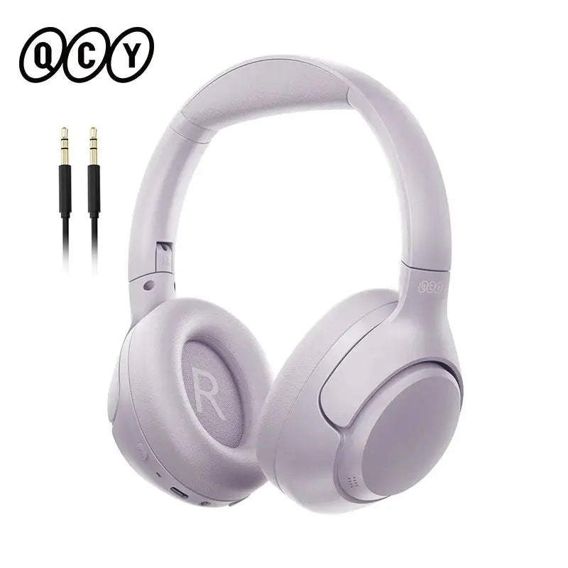 QCY H3 wireless over-ear headphones in lavender with 3.5mm cable (1 set)