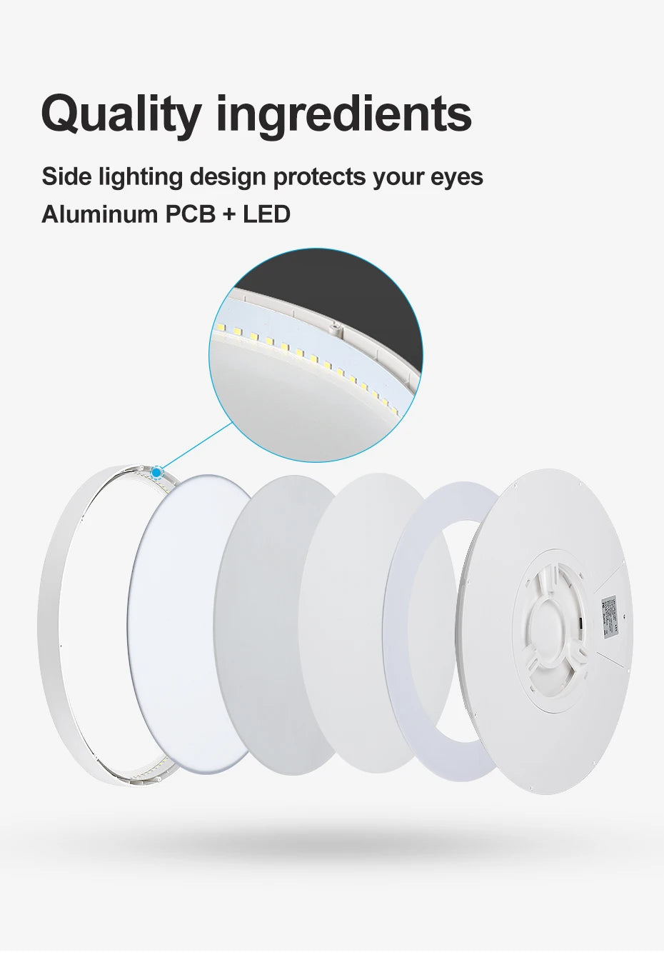 Simples Market LVL LED ceiling light, wood grain and white round flush-mount with 3-in-1 lighting colors