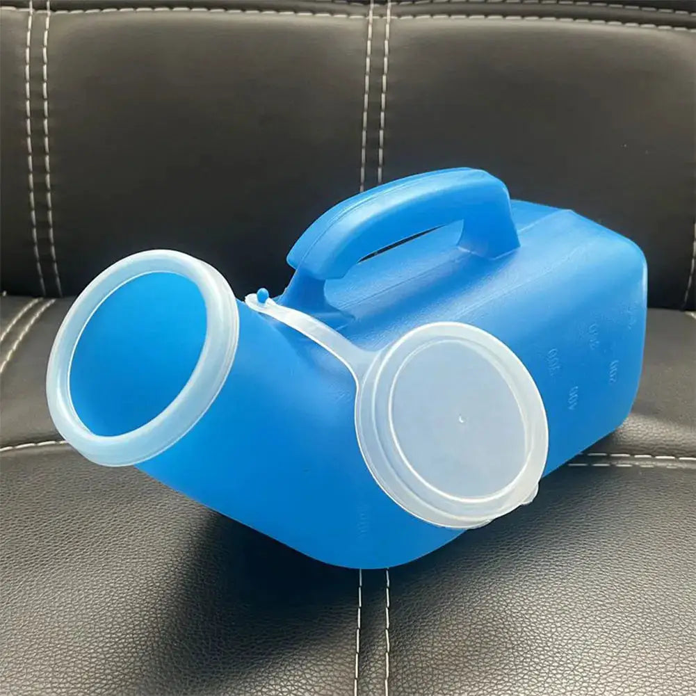 Male urinal bottle, blue 1200ml thick plastic with lid