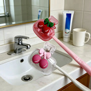 Cute Cherry Design Toothbrush Holder With Cherry Pattern Protects Toothbrush Head And Dual Drainage Holes