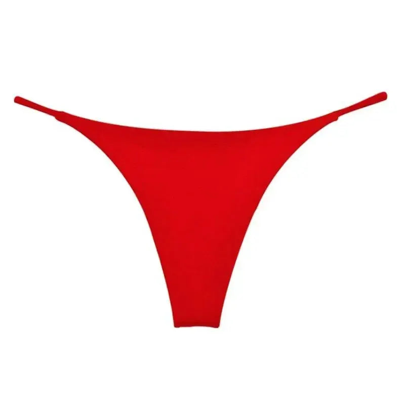 Simples Market red low-rise G-string thong underwear with seamless breathable fabric.