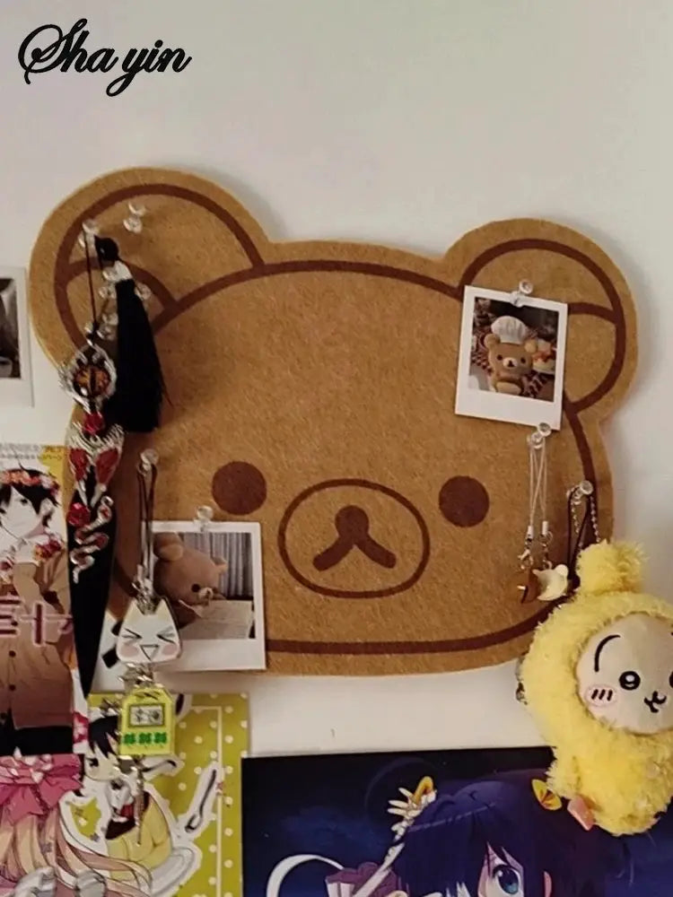 Tablero de fieltro en forma de oso, decoración de pared, tablero de mensajes sin perforación, Simples Market