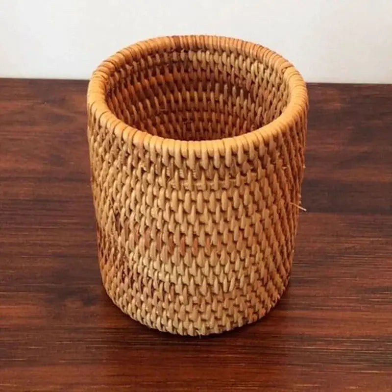 Handmade Rattan Kitchen Organizer Basket For Tableware Storage Cutlery Holder Eco Friendly Durable