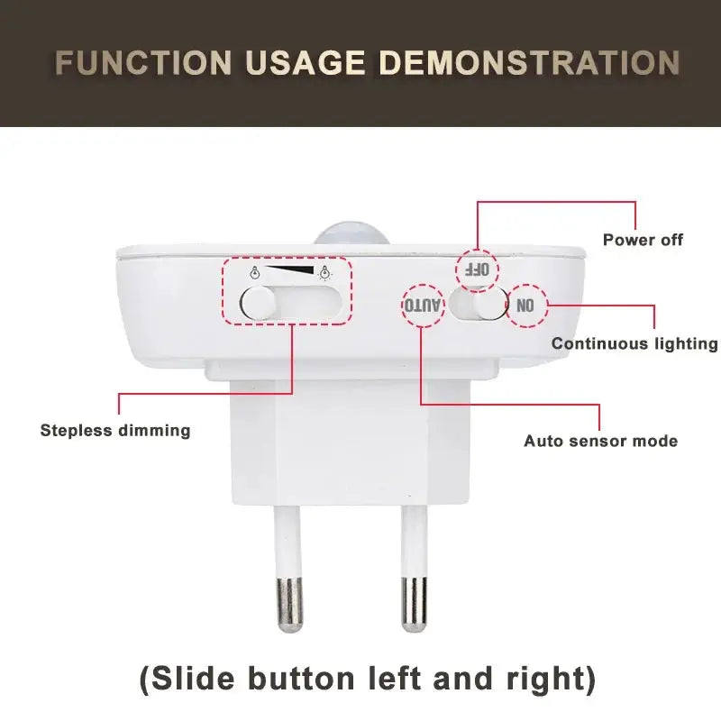 Night light with motion sensor by Simples Market, LED bedside lamp with EU/US plug