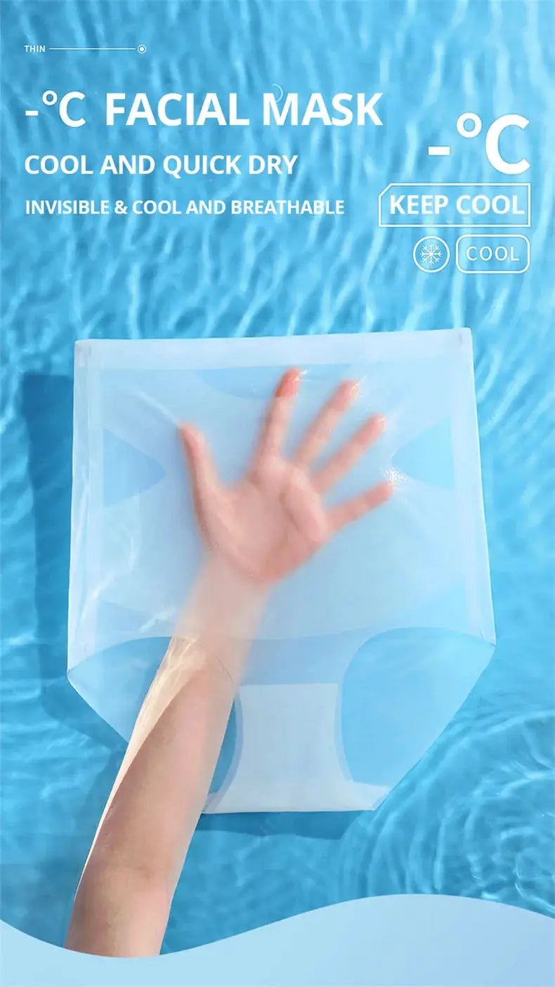 Simples Market Flarixa ultra-thin ice silk seamless high-waist panties in translucent blue packaging