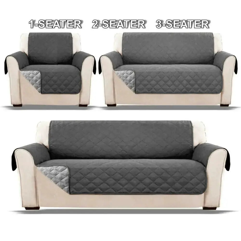 Soft Dacron quilted sofa cover for 1/2/3-seater by Simples Market, gray anti-wear slipcover