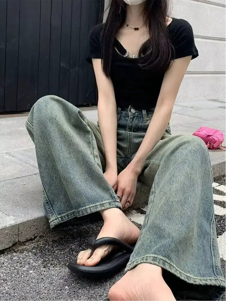 Vintage High Waisted Slimming Jeans Bell Bottoms Casual For Women