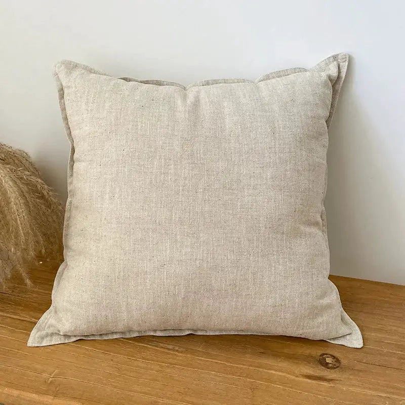 Simples Market beige ramie cushion cover, decorative Boho farmhouse pillowcase for chair, couch, or sofa