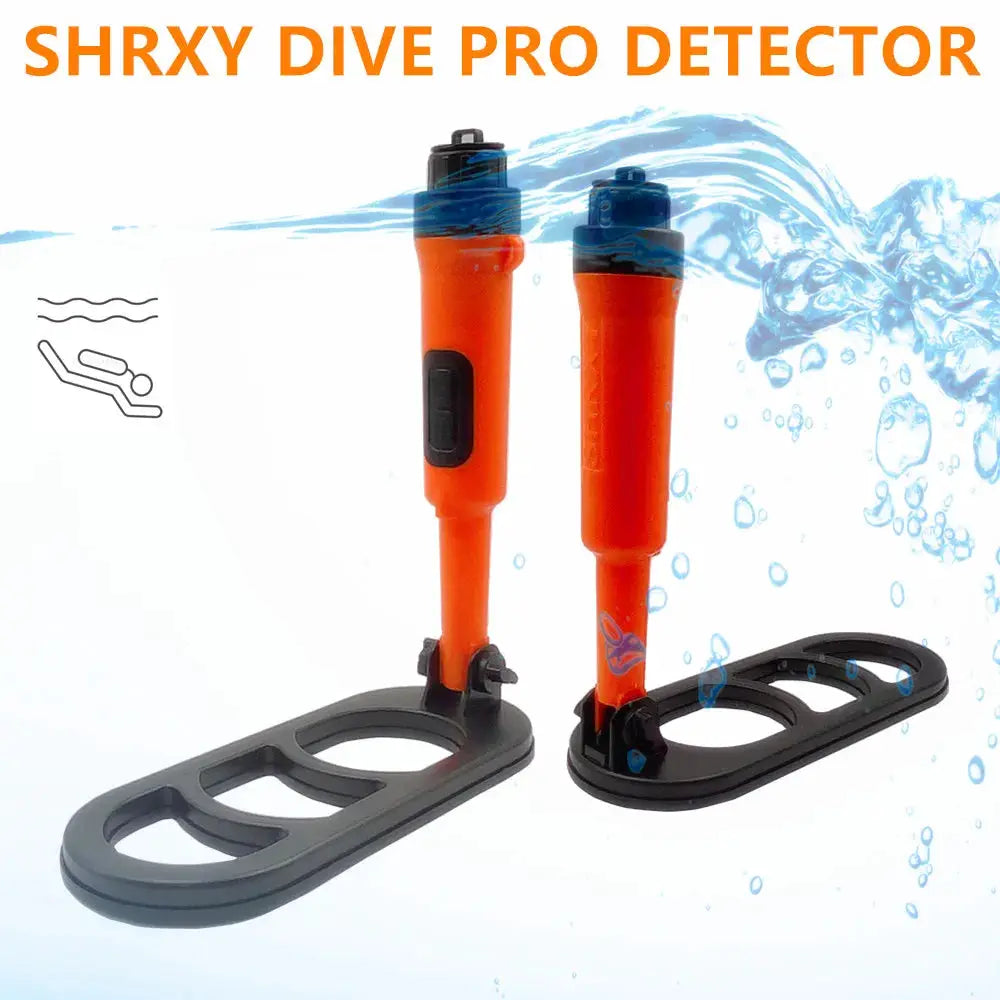 Two orange Dive Pro detector handles with black bases, Simples Market metal detector accessories