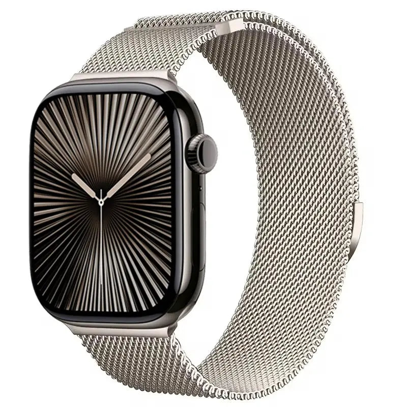Simples Market Metal Milanese Apple Watch strap; stainless steel magnetic mesh band for 40–49mm Apple Watch