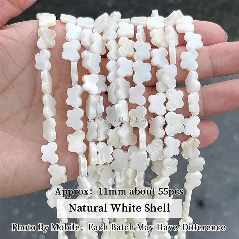 Natural white shell beads, irregular flower shapes, 11mm, about 55 pcs, Simples Market