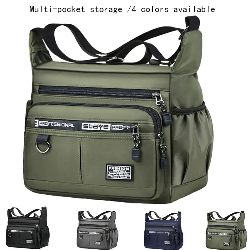 UrbanPulse Mens Crossbody Bag Ultra Lightweight Nylon With Multi Layered Pockets And Adjustable Strap