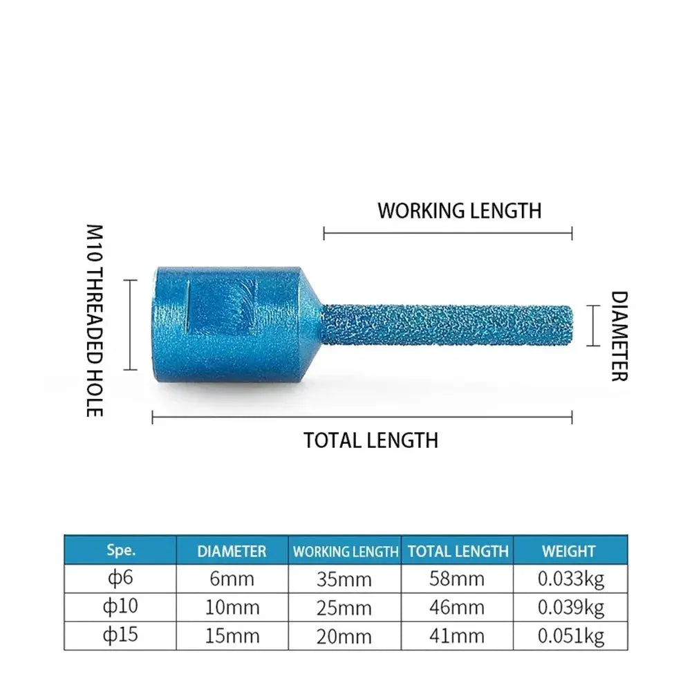 M10 Vacuum Brazed Diamond Milling Cutter Ceramic Tile Marble Stone Slotting Beveling Angle Grinder 6 10 15mm
