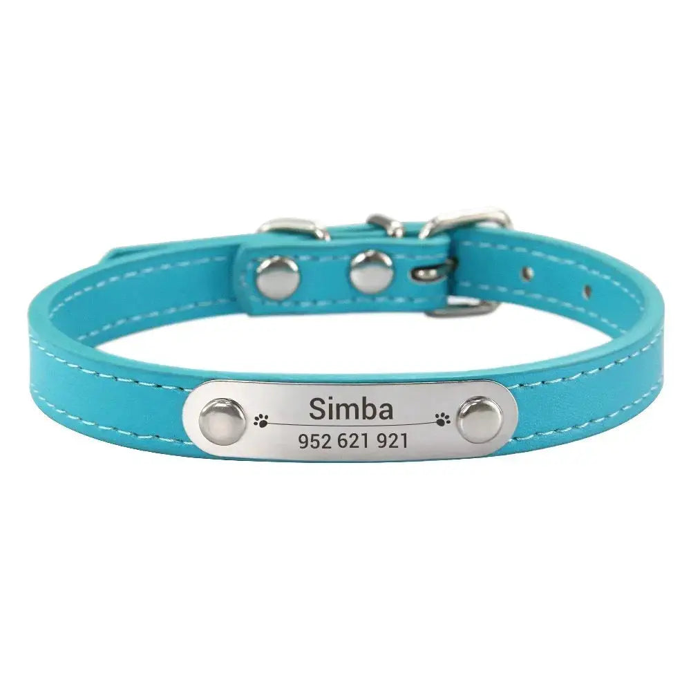 Personalized Dog Collar With Engraved Name ID Anti Lost PU Leather Pink For Small Medium Large Dogs And Cats