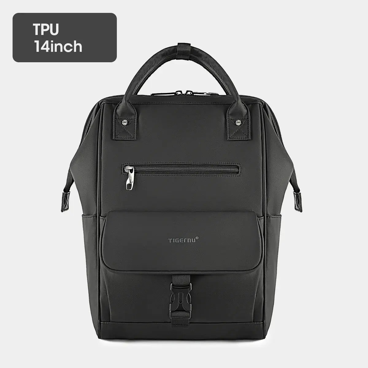 Tigernu black TPU 14-inch backpack with front zipper pocket, top handles