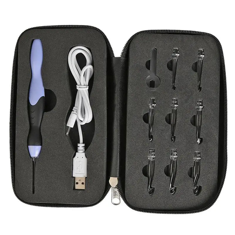 9 In 1 Light Up Crochet Hook Set USB Rechargeable Ergonomic Crochet Hooks LED Lighted Knitting Tools With Case