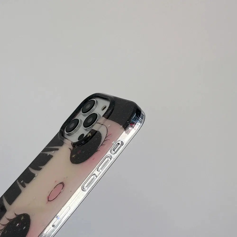 KawaiiTech Cartoon Anime Shining Eyes Phone Case Glittering Big Eyes Silicone For IPhone 13 14 15 16 17 Pro Max