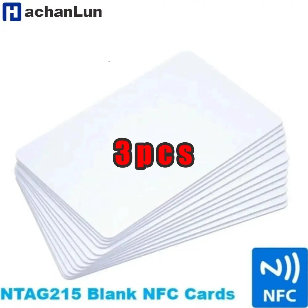HachanLun NTAG215 blank NFC cards stack, 3pcs, white PVC, NFC 13.56MHz tag