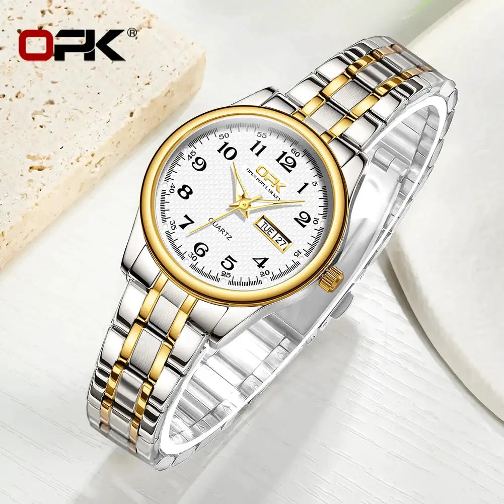OPK 8110 Ladies Waterproof Quartz Watch With Stainless Steel Strap Luxury Timepiece