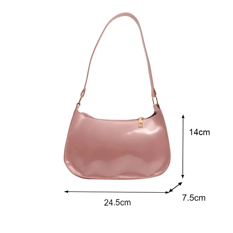 Shoulder bag Simples Market pink PU leather, retro solid color, hobo-style, 24.5x14x7.5 cm