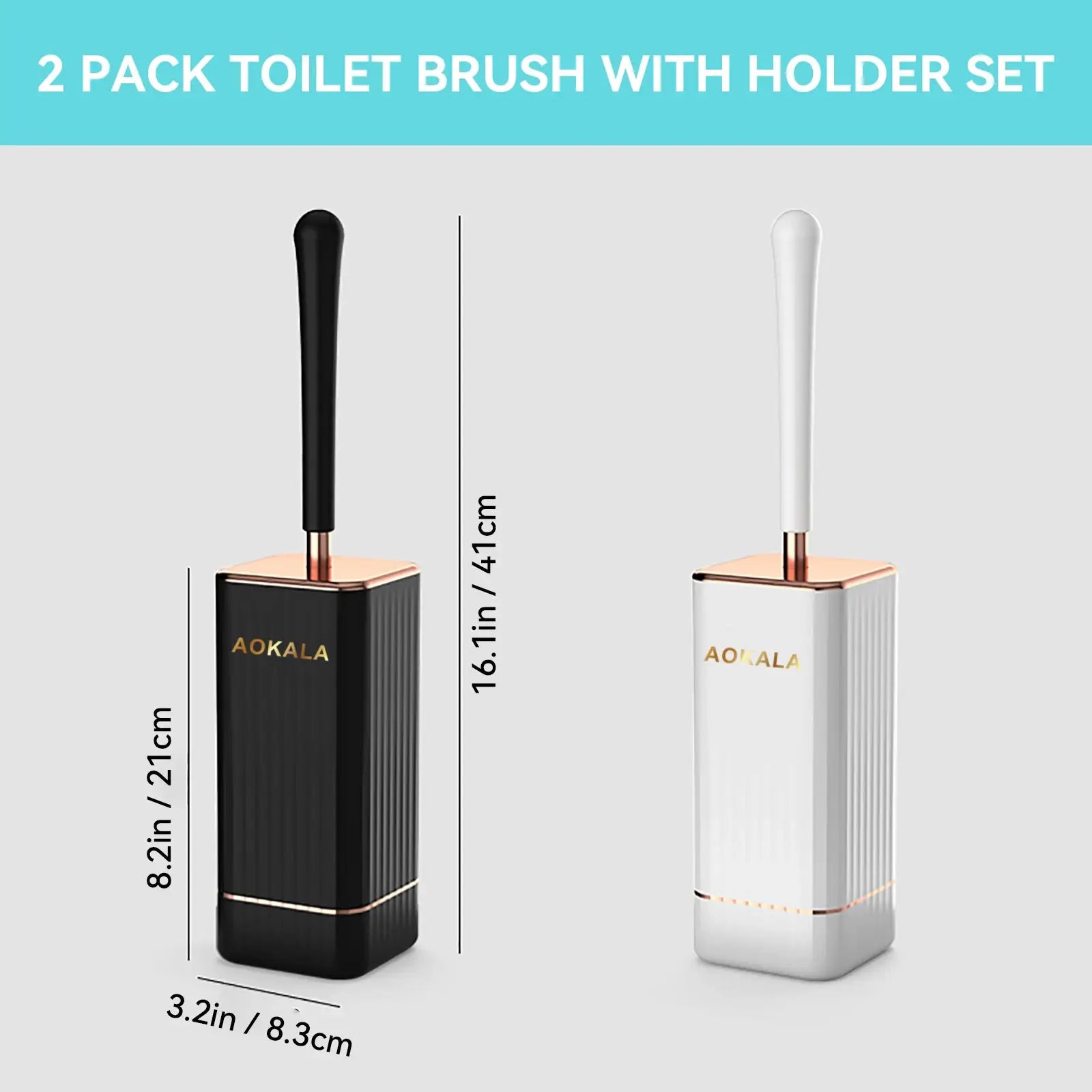 Aokala Toilet Brush And Holder Silicone Set With Long Handle For Deep Cleaning In Modern Bathroom Design