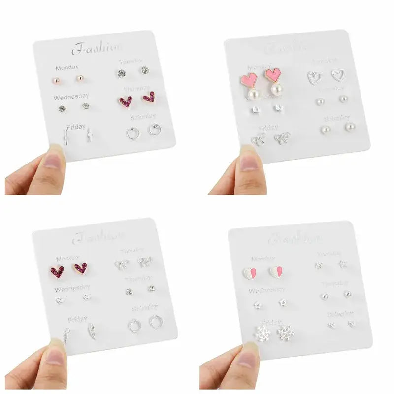 New S925 Silver Needle Stud Earrings Set For Women Girls Simple Cute Exquisite Mini Jewelry Gift Wholesale Direct Sales