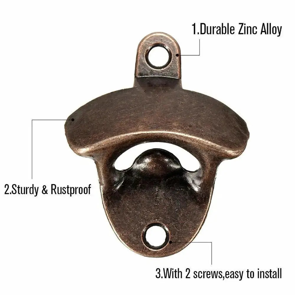 Zinc Alloy Wall Mounted Beer Bottle Opener Retro Antique Kitchen Style With Screws