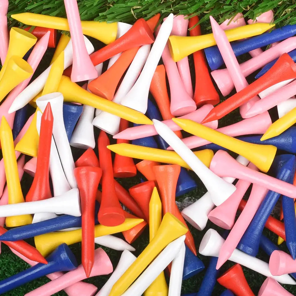 100 Pcs Mixed Color Golf Wood Tees Bulk Pack Durable Wooden Tees With Multiple Lengths