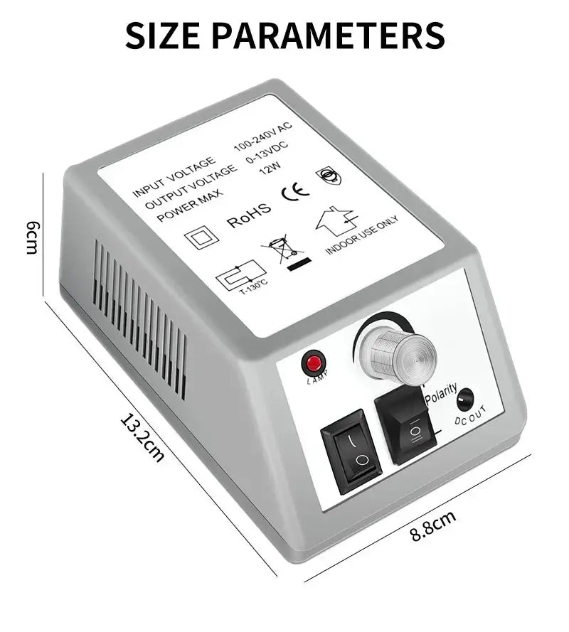 Simples Market nail gel kit power supply unit for LED nail dryer; gray plastic box with dial and switch