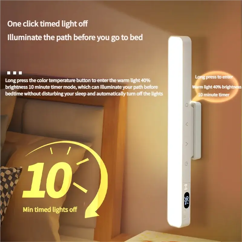 Touch table lamp with built-in rechargeable battery, white vertical light for reading and bedside use