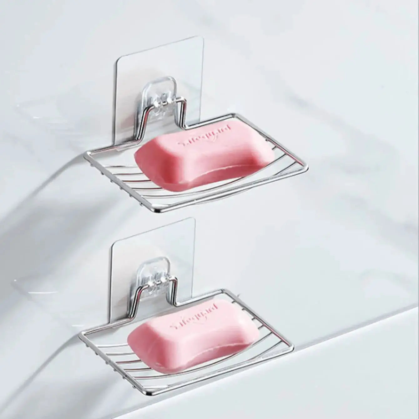 Stainless Steel Soap Rack Punch Free Nail Free Bathroom Wall Mounted Single Layer Suction Cup Mount Light Luxury Shelf