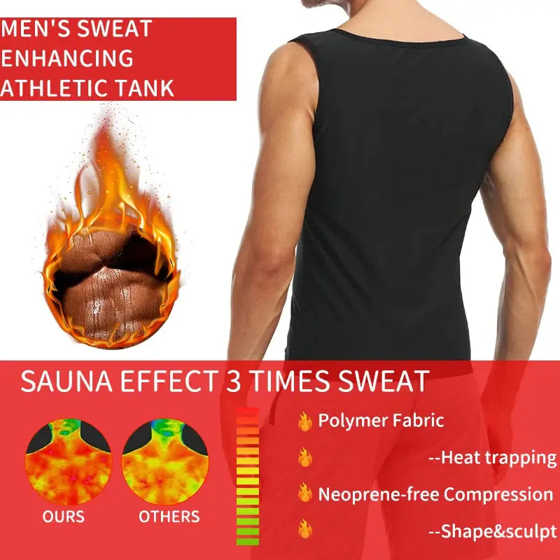 Men's abdomen reducer sauna vest black polymer fabric waist trainer shaper